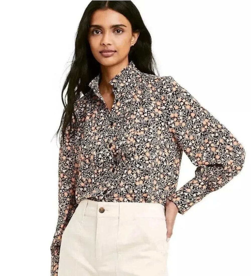 Nili Lotan for Target Long Sleeve High Neck Floral Blouse // S